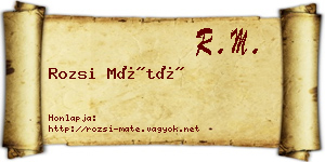 Rozsi Máté névjegykártya